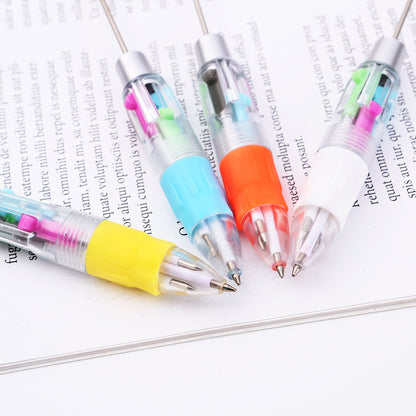 Four-color beaded strokes key marks plastic ballpoint pen DIY multi-color press-action promotional gift pen spot wholesale