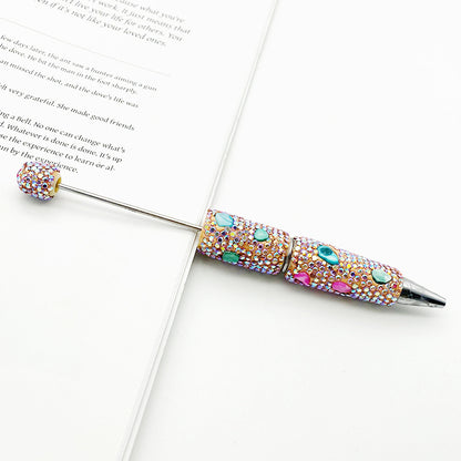 DIY colorful shell full diamond bead pen, handmade bead full diamond ballpoint pen puzzle colorful diamond gifts stationery