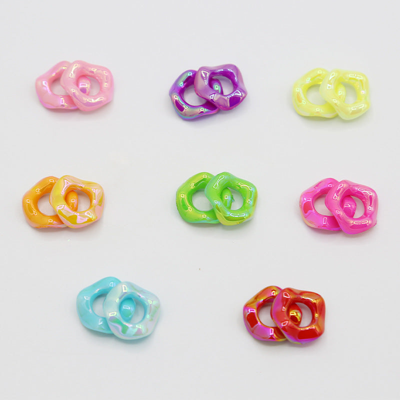 16Mm Color Electroplated Lace Wave Stacked Le Large Hole Beads Diy Handmade Beaded Loose Beads Bracelet Accessories Wholesale