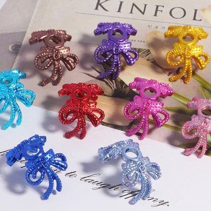 Large Micro-inlaid Zircon Flower Tray Hollow Double Bow DIY Bracelet Necklace Bead Spacer Crystal Beaded Jewelry Accessories