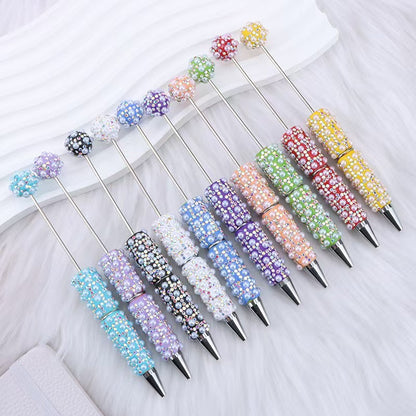 New DIY pearl full diamond bead pen, heavy industry diamond-encrusted pearl ballpoint pen, student stationery gift pen wholesale