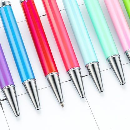 DIY plastic bead pen wholesale UV electroplating colorful beaded ballpoint pen creative student plastic bead pen