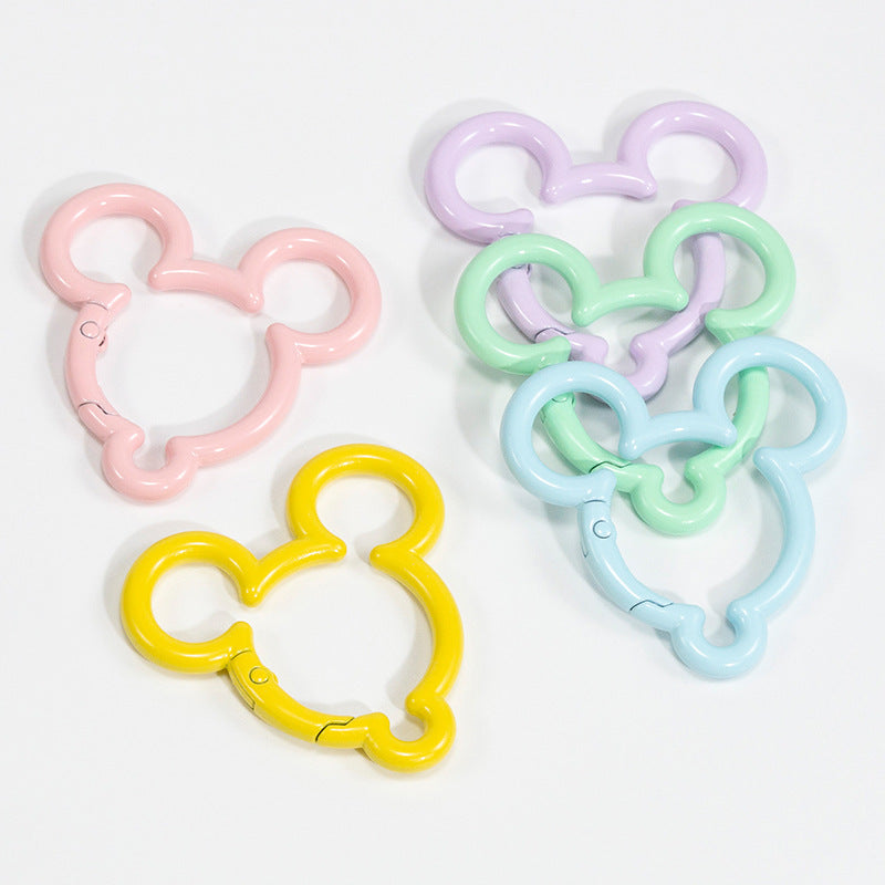 44*44mm Violent Bear Spring Buckle Open Ring Mickey Spring Ring Keychain Jewelry DIY Accessories Alloy Connecting Ring