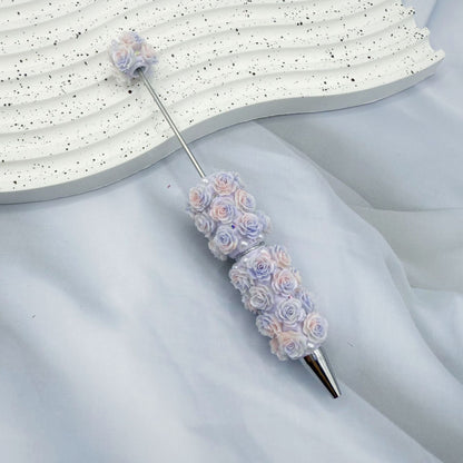 Rose Full Diamond Ball Pen High Value Handmade Heavy Industry Grain Pen Broken Ice Blue Theme Ball Pen Set