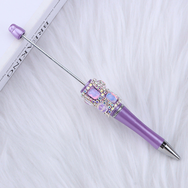 DIY diamond-encrusted sugar cube bead pen, purely handmade patch square grid bag diamond plastic ballpoint pen creative diamond-encrusted bead pen