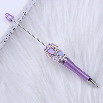DIY diamond-encrusted sugar cube bead pen, purely handmade patch square grid bag diamond plastic ballpoint pen creative diamond-encrusted bead pen