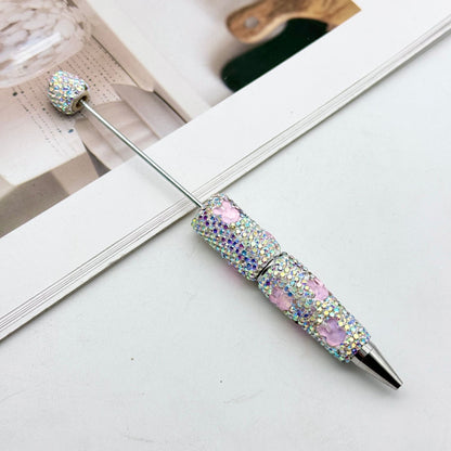 Cute mocha rabbit full diamond pen DIY colorful flash diamond bead pen cross-border hot-selling heavy industry gift pen spot