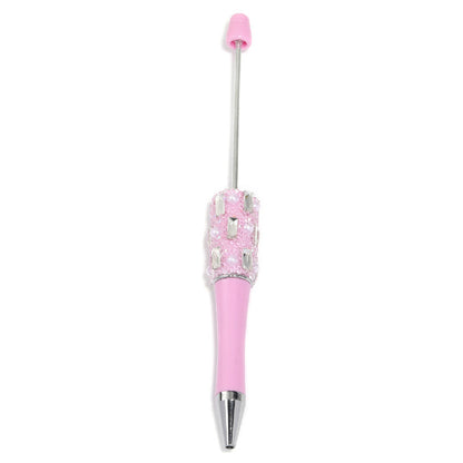 Heavy Industry DIY Shiny Square Diamond Rhinestone Gypsy Sugar Pattern Multi-color Beaded Rotary Ballpoint Pen
