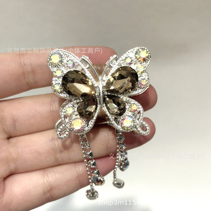 Heavy Industry Soft Pottery Three-dimensional Advanced Sense Butterfly Crystal Tassel Beads Wear Pen Loose Beads Handmade Mobile Phone Chain Accessories DIY