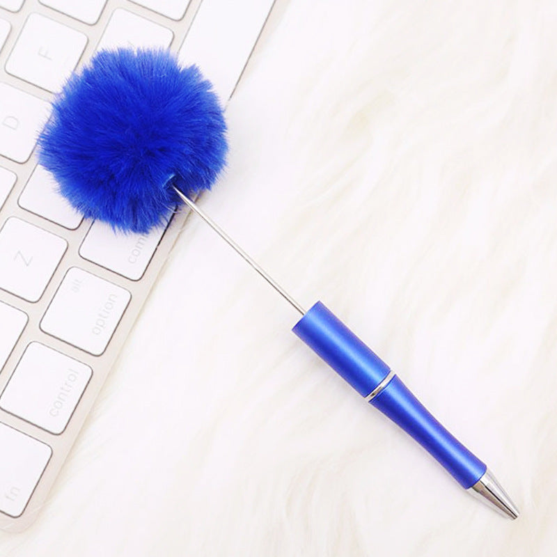 DIY hairball bead pen, cute furry gift pen, multi-color beadable ballpoint pen beadedpen spot