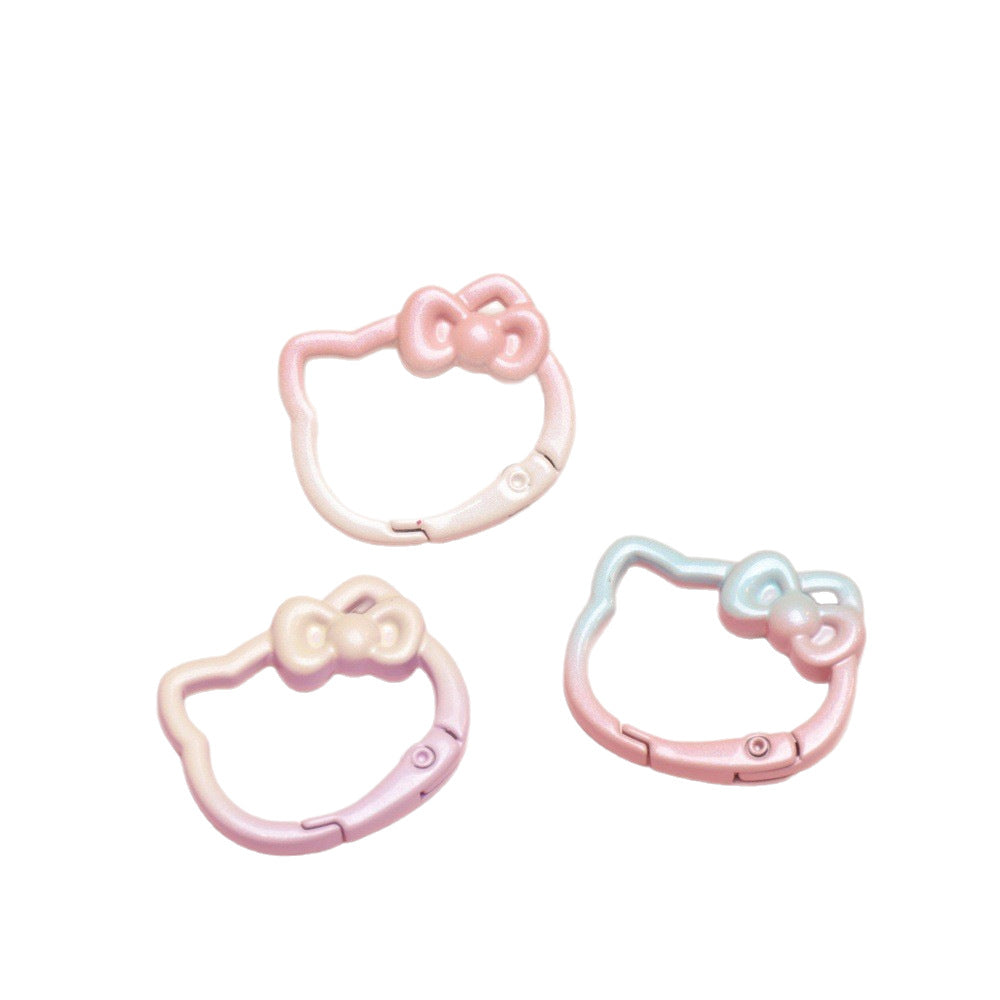28*24mm Paint Gradual Change Color Spring Buckle Opening Ring Kt Cat Spring Ring Keychain DIY Accessories Alloy Accessories Wholesale