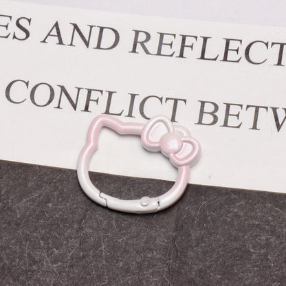 37*30mm Two-color Paint Gradual Change Cute Bow Kitten Spring Buckle DIY Accessories Keychain Bag Pendant