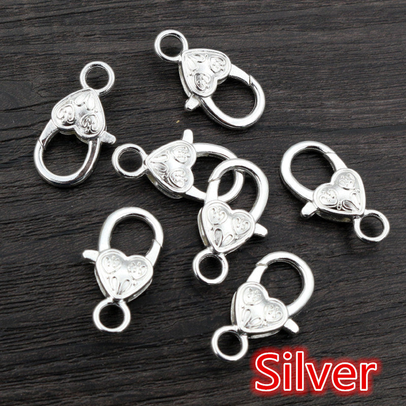 26X19mm heart-shaped love lobster buckle zinc alloy color paint pendant buckle DIY jewelry accessories 3g