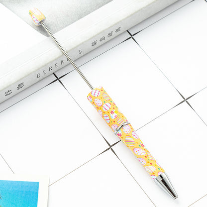 DIY plastic bead pen creative Easter rabbit ballpoint pen spot wholesale multi-color printing spinning bead pen