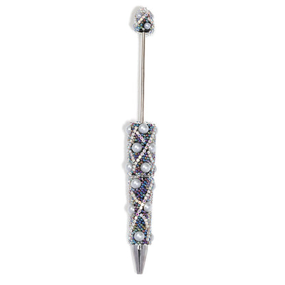 Cross-border explosion heavy industry full diamond pearl chain bead pen DIY rotating ballpoint pen mobile phone chain accessories material