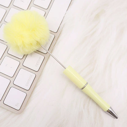 DIY hairball bead pen, cute furry gift pen, multi-color beadable ballpoint pen beadedpen spot