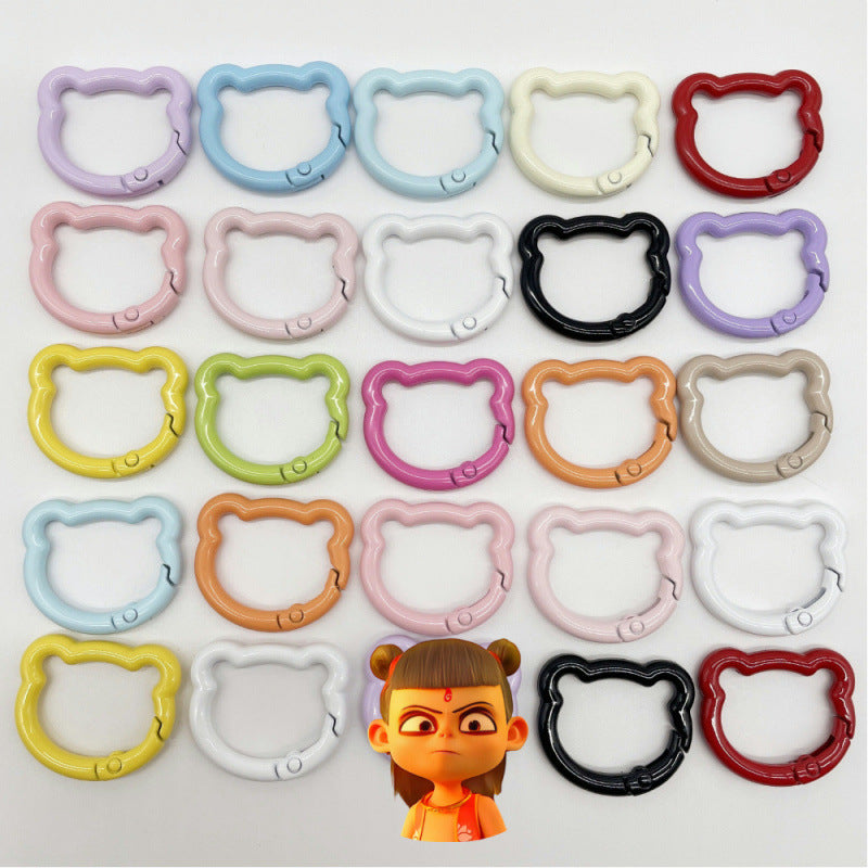Random Mixed 23.7*29.6mm Cloud Spot Candy Color Baking Paint Dripping Oil Spring Ring Color Open Spring Buckle Small Round Metal Buckle Jewelry Accessories