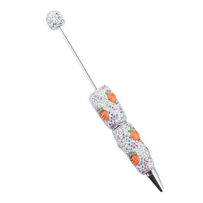 Creative DIY fruit bead pen, heavy industry full diamond ballpoint pen, watermelon strawberry pineapple carrot cherry cute pen