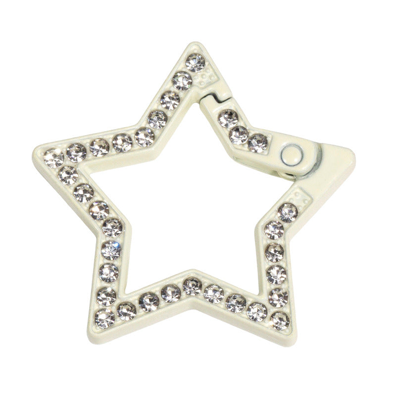 34mm Painted Diamond Spring Buckle Star Opening Ring Spring Ring Keychain DIY Small Accessories Alloy Connecting Ring
