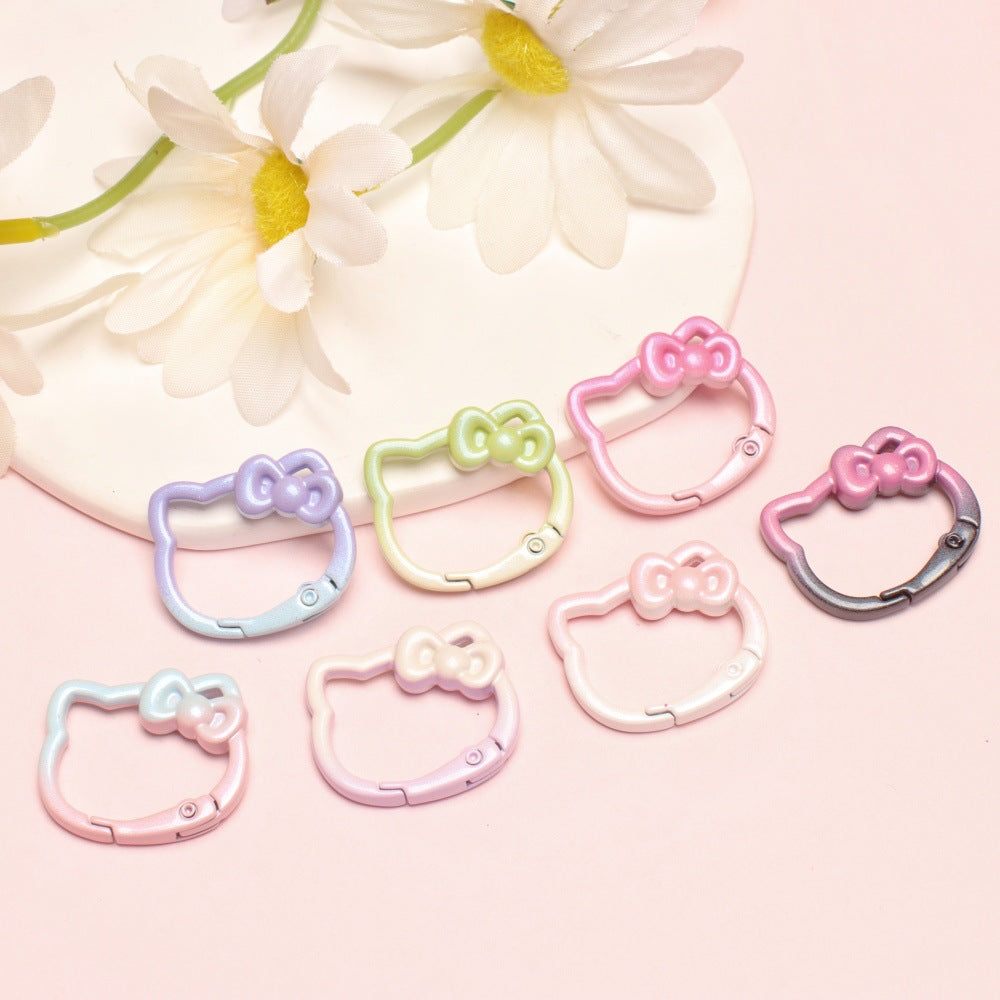 28*24mm Paint Gradual Change Color Spring Buckle Opening Ring Kt Cat Spring Ring Keychain DIY Accessories Alloy Accessories Wholesale
