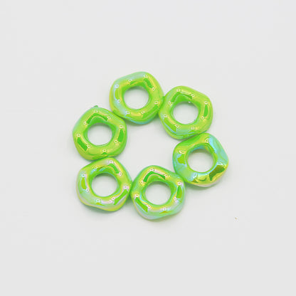 16Mm Color Electroplated Lace Wave Stacked Le Large Hole Beads Diy Handmade Beaded Loose Beads Bracelet Accessories Wholesale