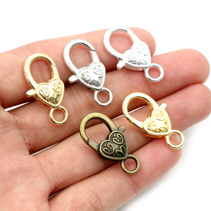 26X19mm heart-shaped love lobster buckle zinc alloy color paint pendant buckle DIY jewelry accessories 3g