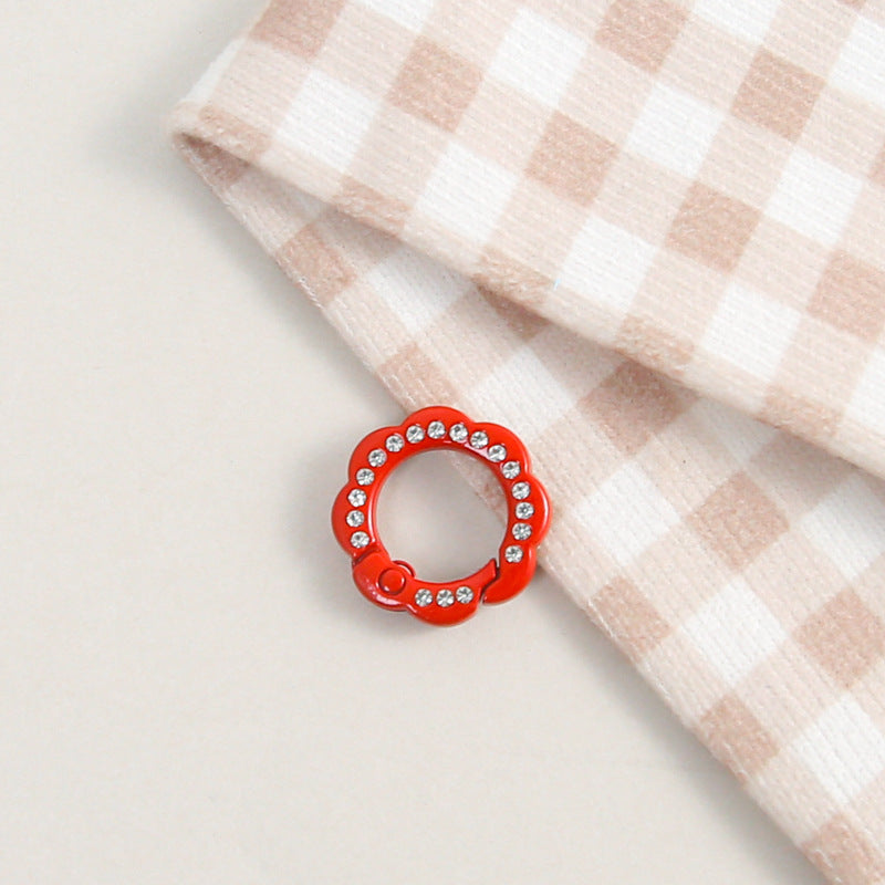 21mm Zinc Alloy Colored Petals with Diamonds, Spring Ring, Open Connection Ring DIY Jewelry, Keychain, Buckle Accessories