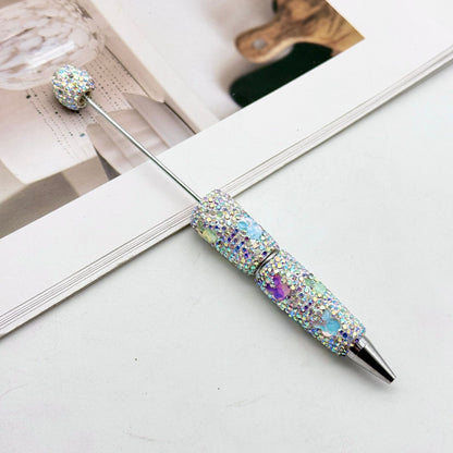 Cute mocha rabbit full diamond pen DIY colorful flash diamond bead pen cross-border hot-selling heavy industry gift pen spot