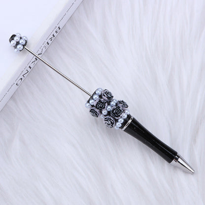 DIY new heavy industry bead pen, flower pearl bead pen, handmade patch pen cap with drill swirling gift pen