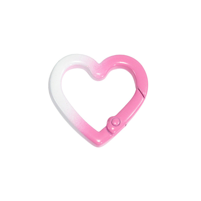 24*24mm Two-color Love Spring Buckle Heart-shaped Opening Ring Gradual Change Ring Keychain DIY Accessories Alloy Connecting Ring