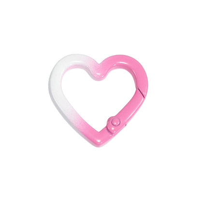 24*24mm Two-color Love Spring Buckle Heart-shaped Opening Ring Gradual Change Ring Keychain DIY Accessories Alloy Connecting Ring