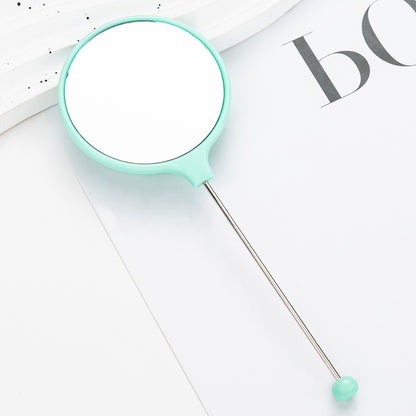New DIY beaded handle mirror handheld makeup mirror portable single-sided vanity mirror plastic portable makeup mirror