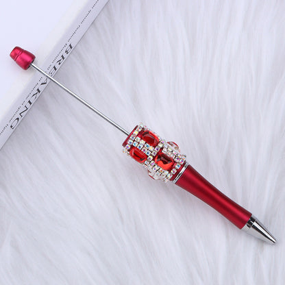 DIY diamond-encrusted sugar cube bead pen, purely handmade patch square grid bag diamond plastic ballpoint pen creative diamond-encrusted bead pen
