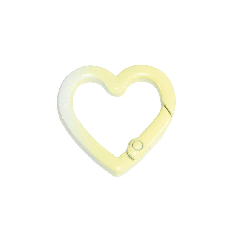 24*24mm Two-color Love Spring Buckle Heart-shaped Opening Ring Gradual Change Ring Keychain DIY Accessories Alloy Connecting Ring