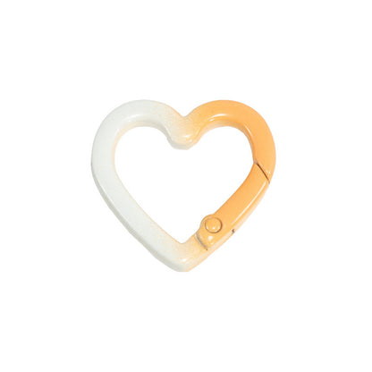 24*24mm Two-color Love Spring Buckle Heart-shaped Opening Ring Gradual Change Ring Keychain DIY Accessories Alloy Connecting Ring