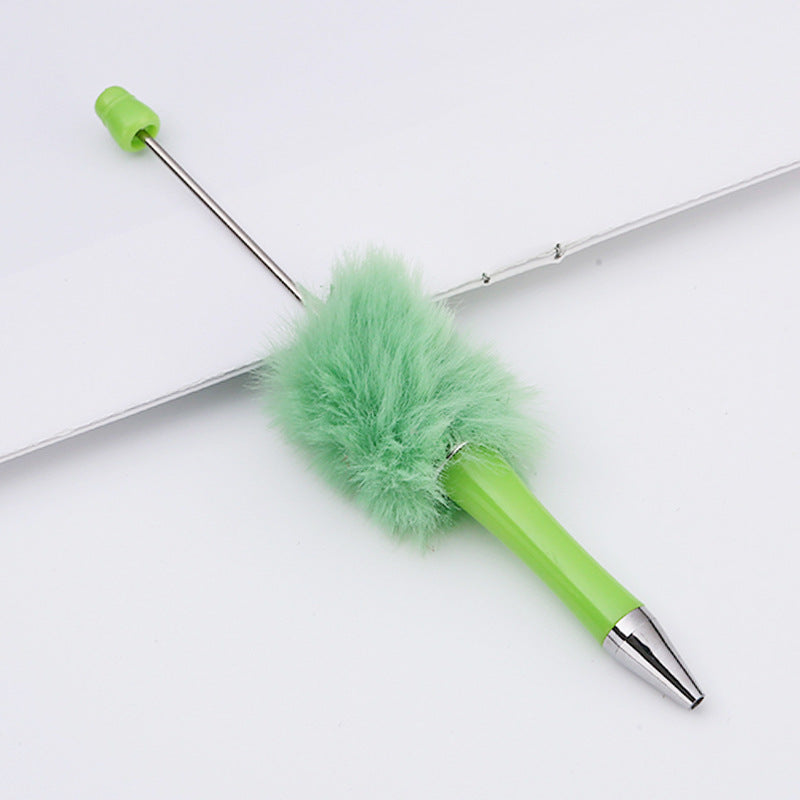 DIY plush bead pen new bead-piercing hairball bead pen cross-border Beadedpen cute cartoon gift pen