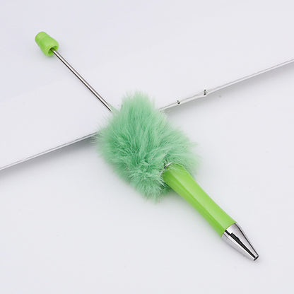 DIY plush bead pen new bead-piercing hairball bead pen cross-border Beadedpen cute cartoon gift pen