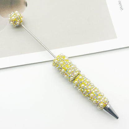 Cross-border heavy industry full of pearl bead pens, creative gradual change wearing beads DIY ballpoint pen gifts Colorful pearl pens