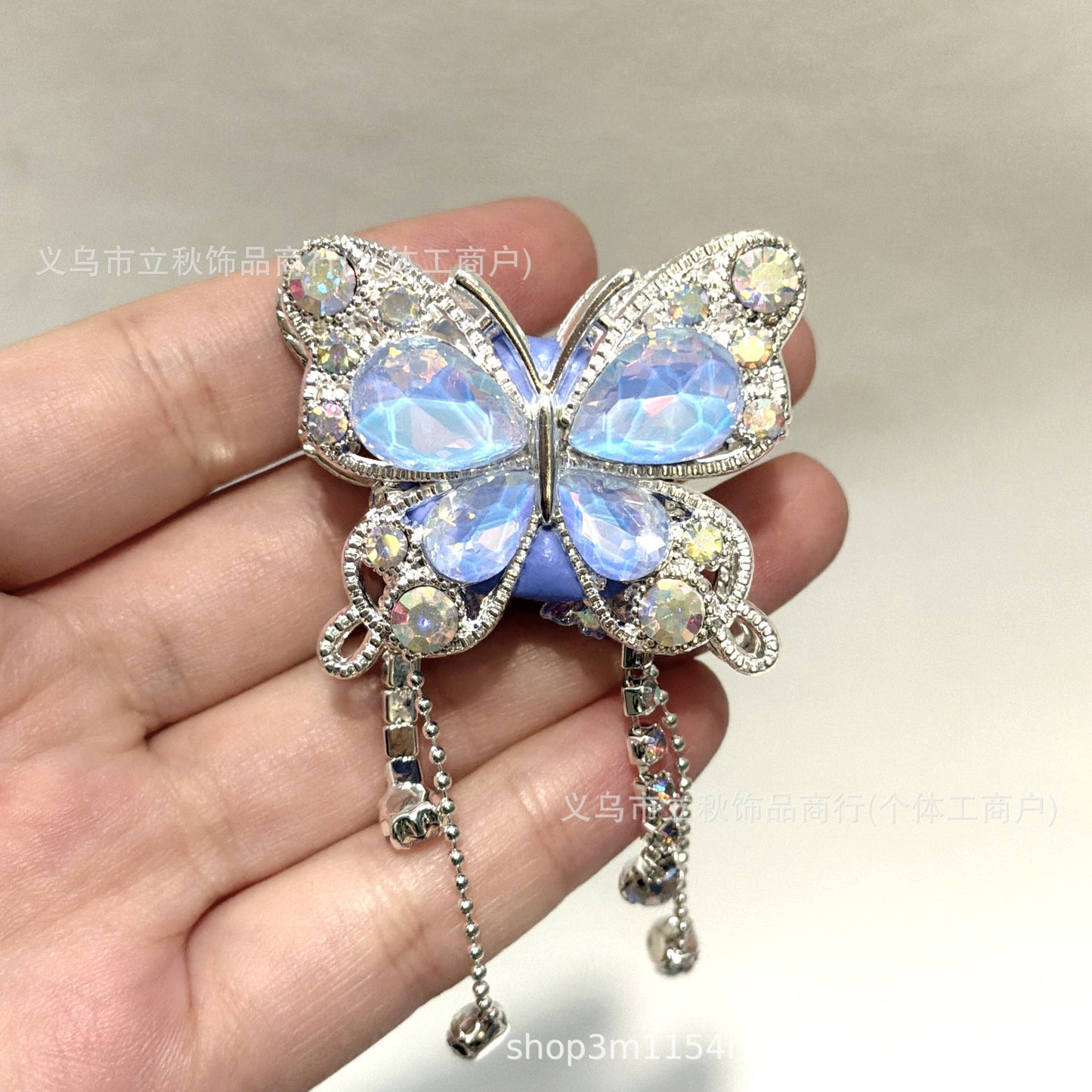 Heavy Industry Soft Pottery Three-dimensional Advanced Sense Butterfly Crystal Tassel Beads Wear Pen Loose Beads Handmade Mobile Phone Chain Accessories DIY