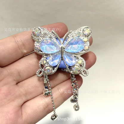 Heavy Industry Soft Pottery Three-dimensional Advanced Sense Butterfly Crystal Tassel Beads Wear Pen Loose Beads Handmade Mobile Phone Chain Accessories DIY