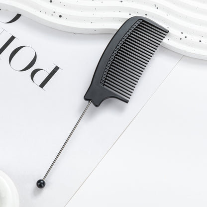 DIY Beaded Comb Hair Highlights Comb Beauty Styling Comb Steel Needle Comb Plastic Tip Tail Comb Hair Salon Hair Tool