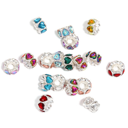 Cross-border new rhinestone drill ring beads fashion wave loose beads perforated beads DIY mobile phone chain jewelry accessories wholesale