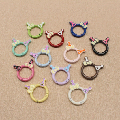 Random Mixed Color New Drip Kulomie Spring Buckle Bow Keychain DIY Accessories Alloy Open Connecting Ring
