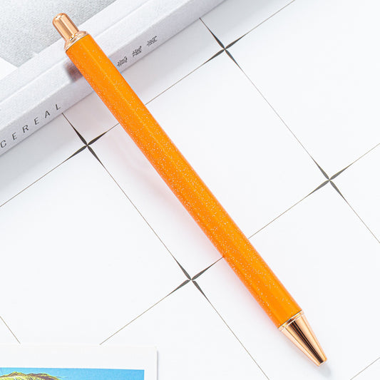 High-value metal press ballpoint pen, new creative glitter, metal stationery pen for students, spot press pen