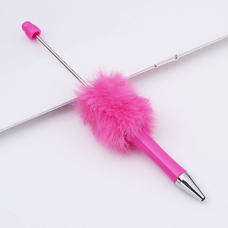 DIY plush bead pen new bead-piercing hairball bead pen cross-border Beadedpen cute cartoon gift pen