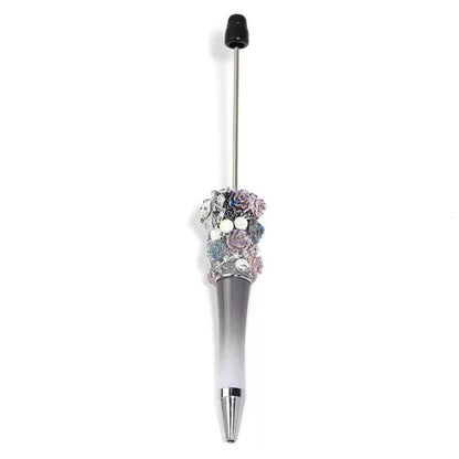 Heavy industry pearl camellia DIY bead pen resin rose bead pen plastic rotating bead pen ballpoint pen