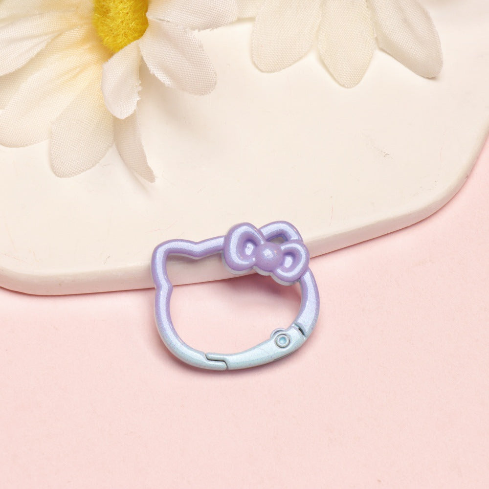 28*24mm Paint Gradual Change Color Spring Buckle Opening Ring Kt Cat Spring Ring Keychain DIY Accessories Alloy Accessories Wholesale