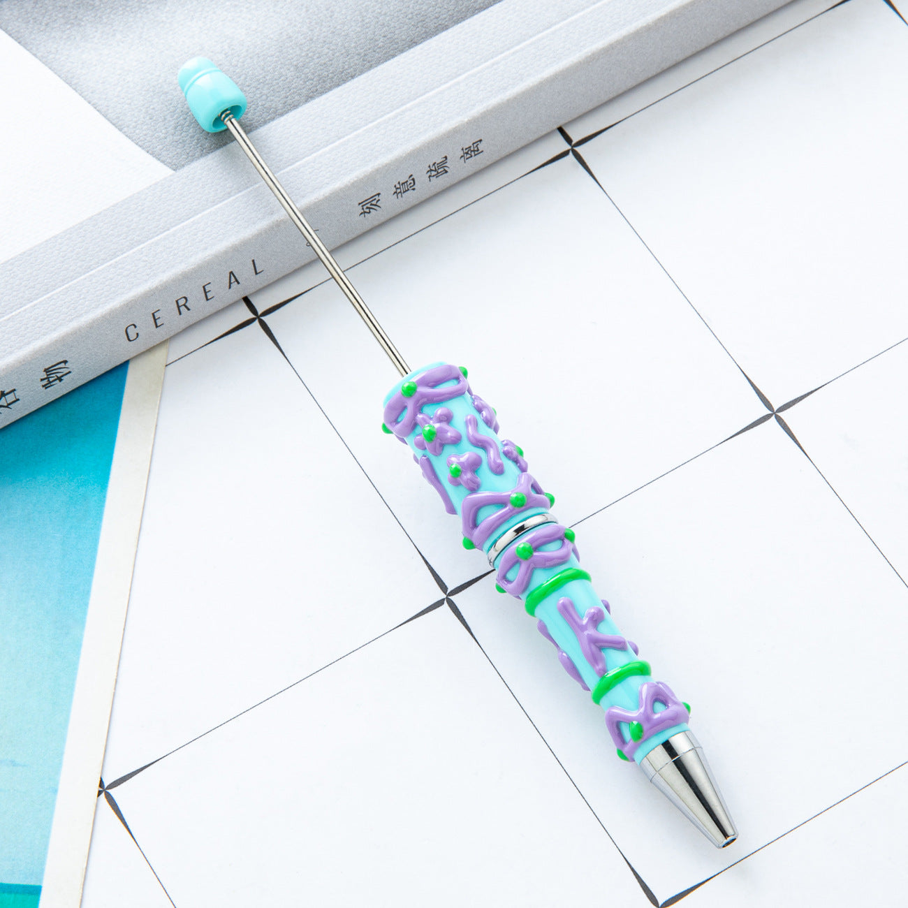 Spot cream glue hand-painted bead pen DIY hand-painted oil ballpoint pen Macaron plastic beaded ballpoint pen