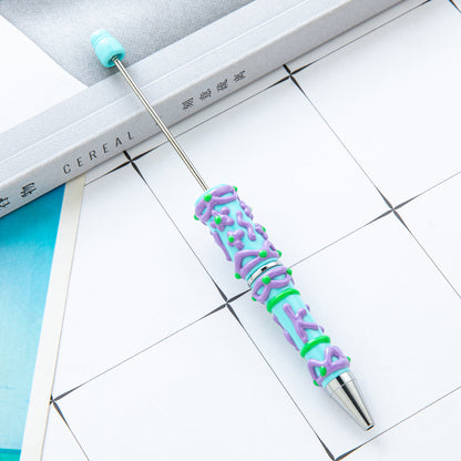 Spot cream glue hand-painted bead pen DIY hand-painted oil ballpoint pen Macaron plastic beaded ballpoint pen