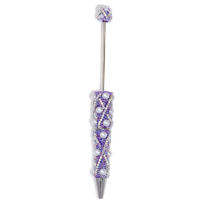 Cross-border explosion heavy industry full diamond pearl chain bead pen DIY rotating ballpoint pen mobile phone chain accessories material